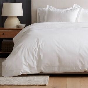 NWOT Quince Classic Organic Percale Embroidered Duvet Cover King (White)
